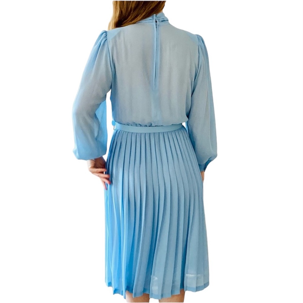 Vintage | D'Allairds Cocktail Semi-Sheer Midi Dress Pleated Classic Size S/M